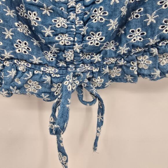 Le Lis Collection Women's Floral Eyelet Smocked Ruffle Cropped Tank Top Size M - Picture 6 of 9